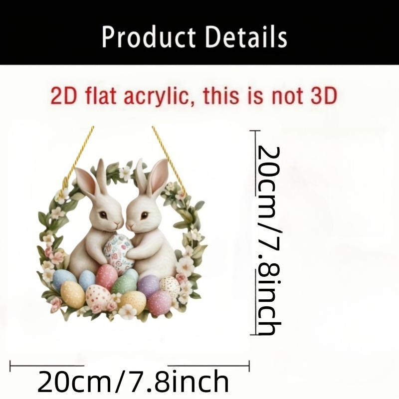 2D Flat Bohemian Style Easter Egg Acrylic, Spring Eggshell and Bunny, Suitable for Wall Decoration, Porch, Room, Villa, Accents Home, Hallway, or Work