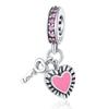 S925 Sterling Silver Heart & Key Pendant for DIY Necklace/Bracelet
