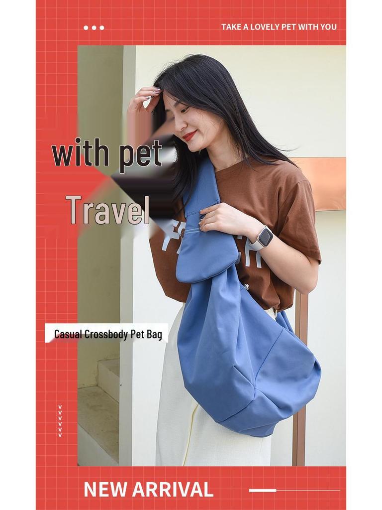Pet Crossbody Bag - Portable, Large Capacity Shoulder Bag for Cats and Dogs Outings