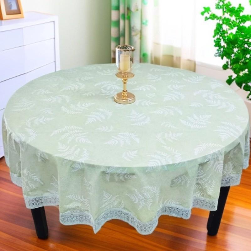 Round PVC Tablecloth Waterproof Oil Resistant Heat Easy Clean Dining Table Living Room Restaurant Hotel