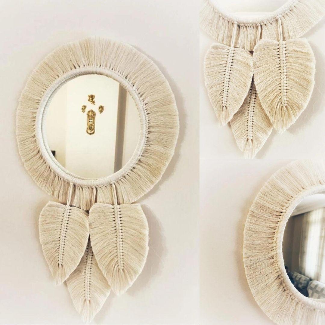 

Декоративный дизайн листа Богемское зеркало Макраме ручной работы