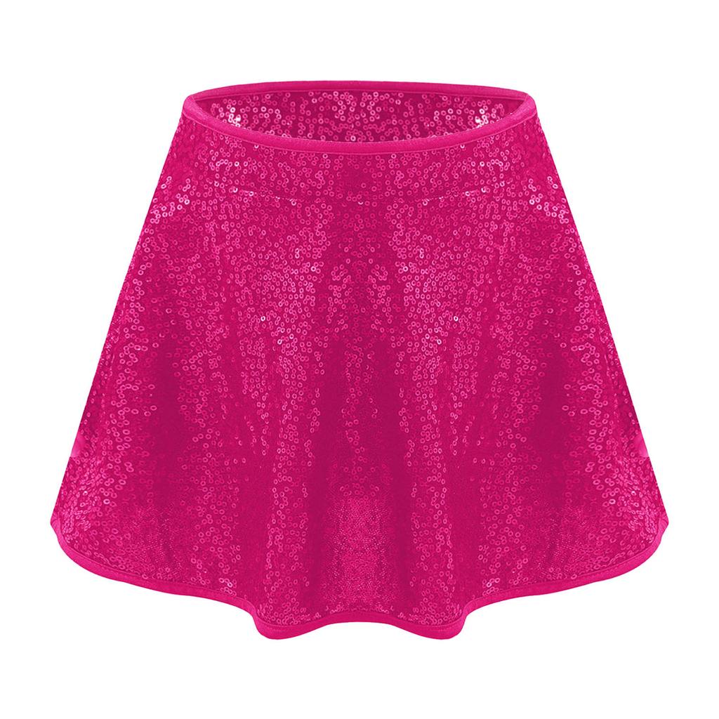 Glitzerndes Pailletten-Röckchen für Mädchen Dehnbarer Bund Eingearbeiteter Slip Tanzkleidung für Aufführung Show Training
