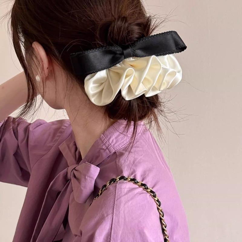 Korean Retro Satin Pleated Hairpin Spring Clip Women Hair Clip Barrettes Headwear Hairgrips Hair Accessories Hair Styling Tool