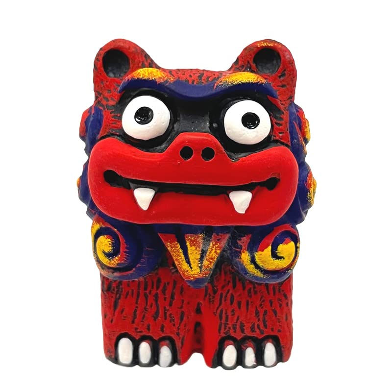 Kubakasaya Shisa Figuren, Souvenir aus Okinawa, Paar Kariyushi Shisa Figuren, Rot, Glücksbringer, Feng Shui, Schutz vor Bösem, Ryukyu