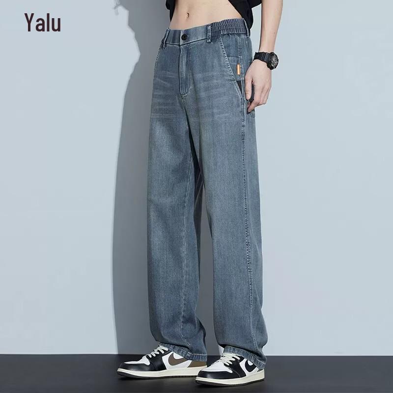 Yalu Men s Loose Straight Fit Tencel Denim Jeans 30