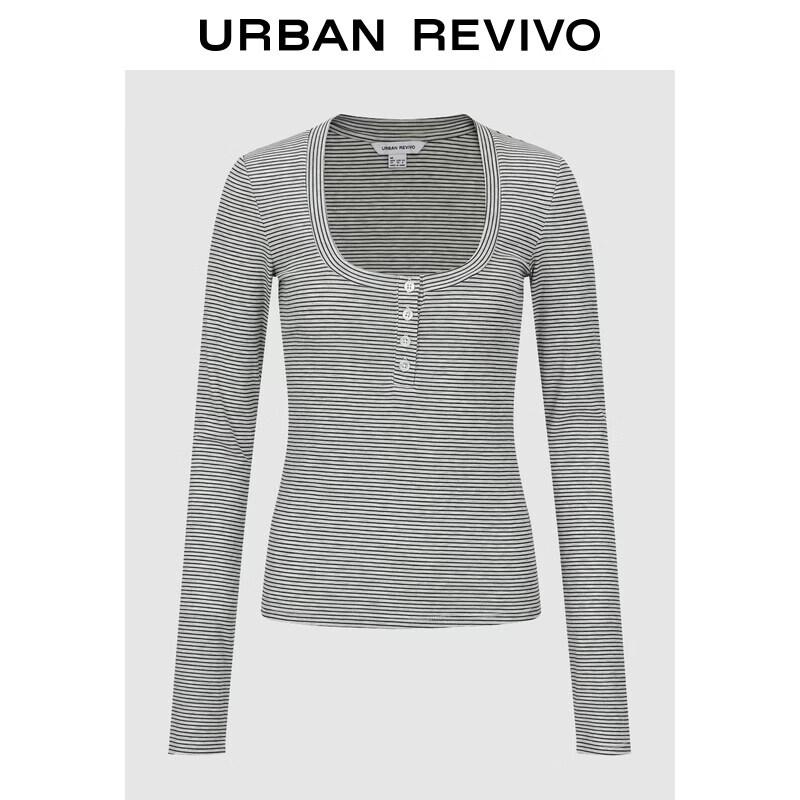 UR Women s Lyocell Blend Striped U-Neck T-Shirt XL