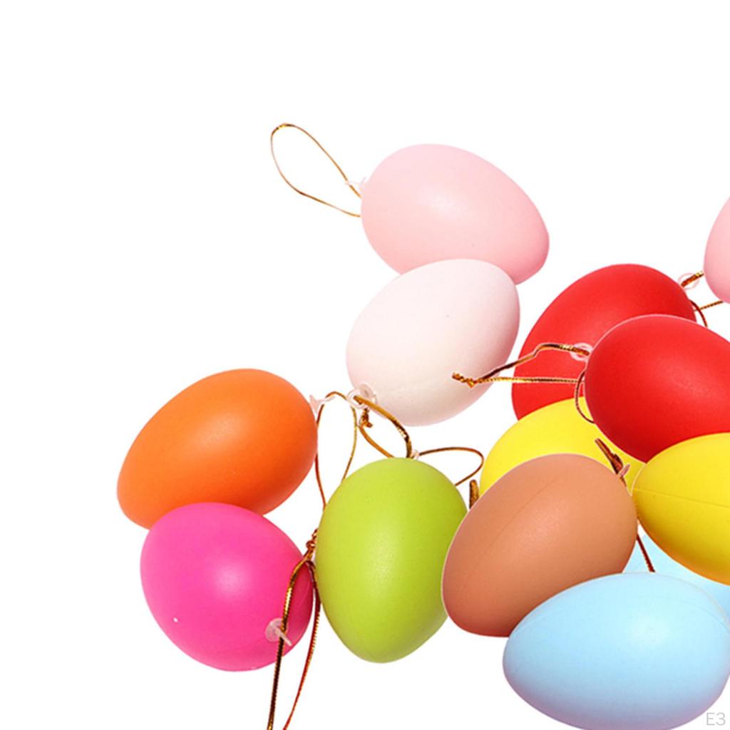 20 Pieces White Easter Eggs Paintable Toys with Rope, Paintbrush And Acrylic Paint for Preschool