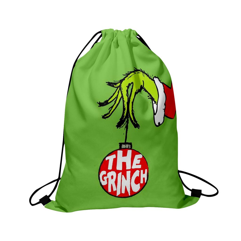 Christmas Double Sided Print New Year Gift Bag Drawstring Pocket Christmas Backpack