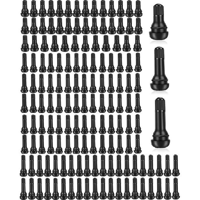 Riseuvo 120pcs Tire Valve Stems - Rubber Snap-in Valves, Tubeless Valve Stems Suit for 0.453 inch Rim Holes on Standard Vehicle Tires (TR412, TR413,