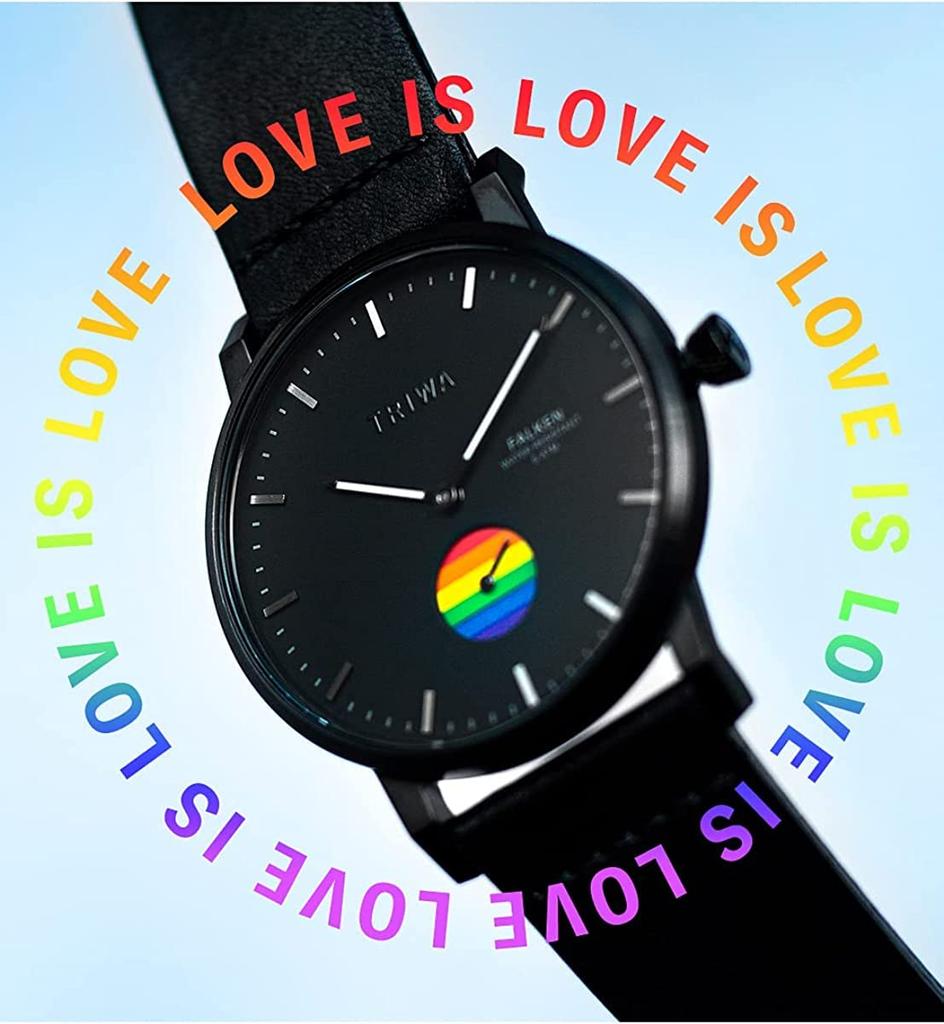 Fekete Szivárvány Borjúbőr Szíj Ezüst Tok Fehér Számlap FALKEN Svéd Skandináv Dizájn TRIWA/Toriwa Férfi & Női (Egynemű) & FAST129-CL110101