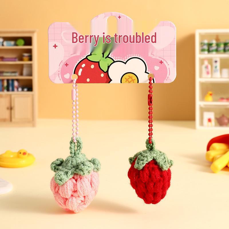 Wool Hand-Knitted Burger & Fries Plush Keychain Bag Charm