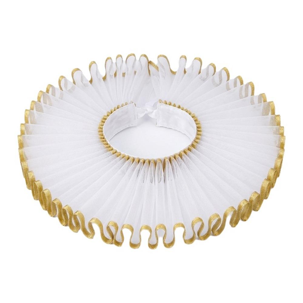Classical Handmade Neck Ruff Collar Detachable Vintage Lace Splicing Collar Theatrical Ruff Collar Opera Performance белого золота