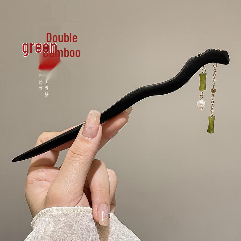 Elegant Black Sandalwood Hairpin with Tassels - Traditional Chinese Hanfu & Cheongsam Accessory for Women