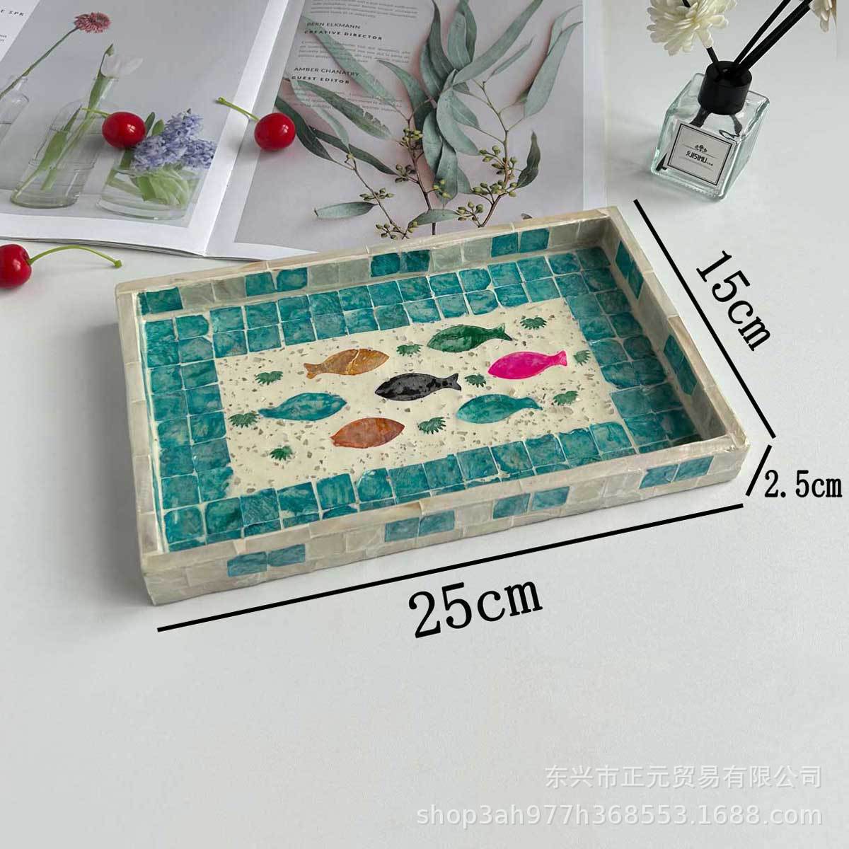 Rattan tray Shell tray Household snack tray Pastry tray Hand painted shell tray Storage tray