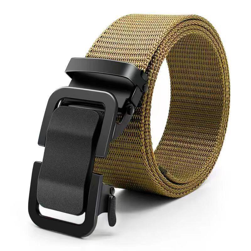 Trendy Men s Canvas Belt with Automatic Buckle – Imitation Nylon Casual Waistband for Young People and Students Automatic Buckle 3.5*120cm