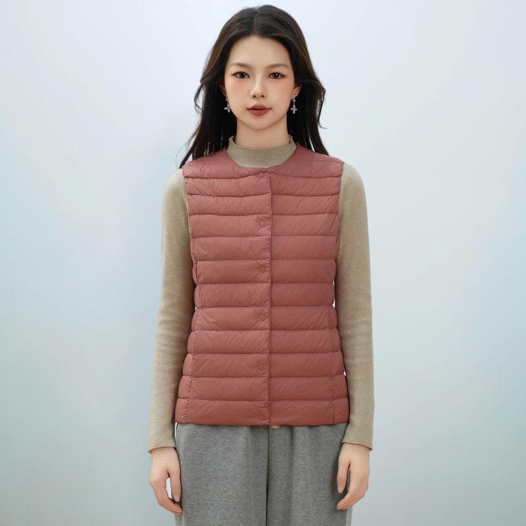 Autumn and Winter Women's Waistcoat Round Neck V-neck Lightweight Down Jacket Vest Duck Down Waistcoat
