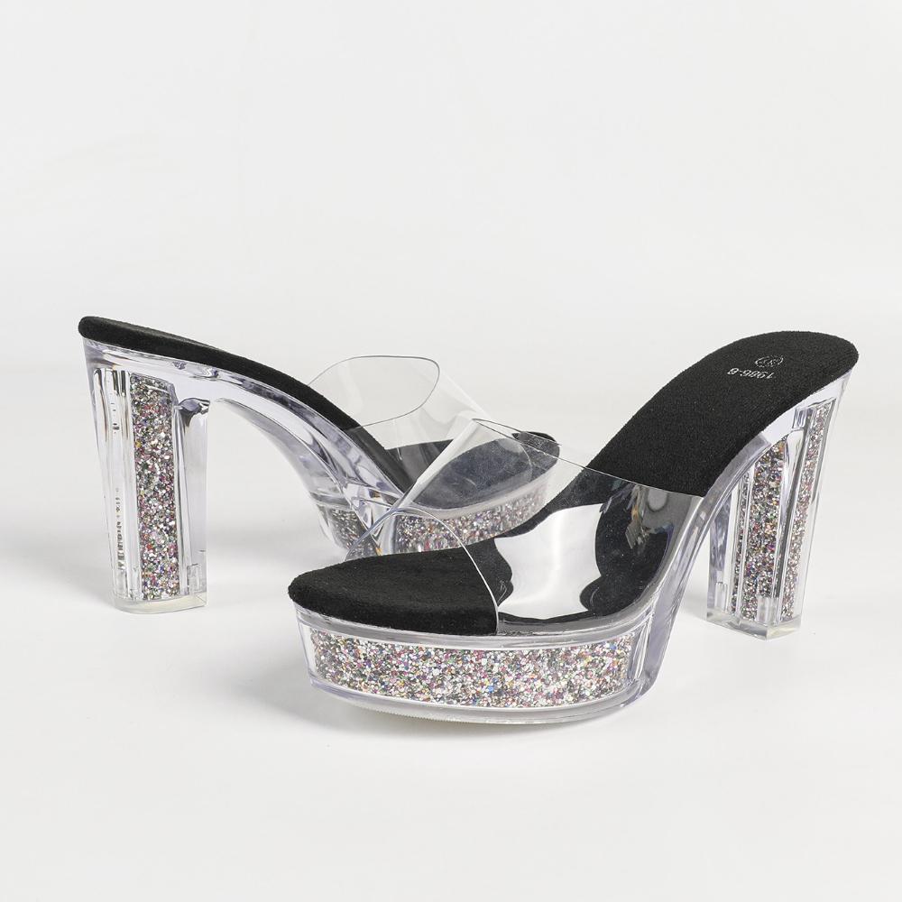 10.5cm Peep Toe Slippers Thin Heel Platform Slip On Casual Outdoor Women Shoes LFD-19866-F7