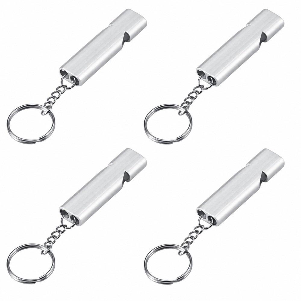 4pcs Double Tubes Design Emergency Survival Whistle With Lanyard Keychain Safety Whistle For Hiking
