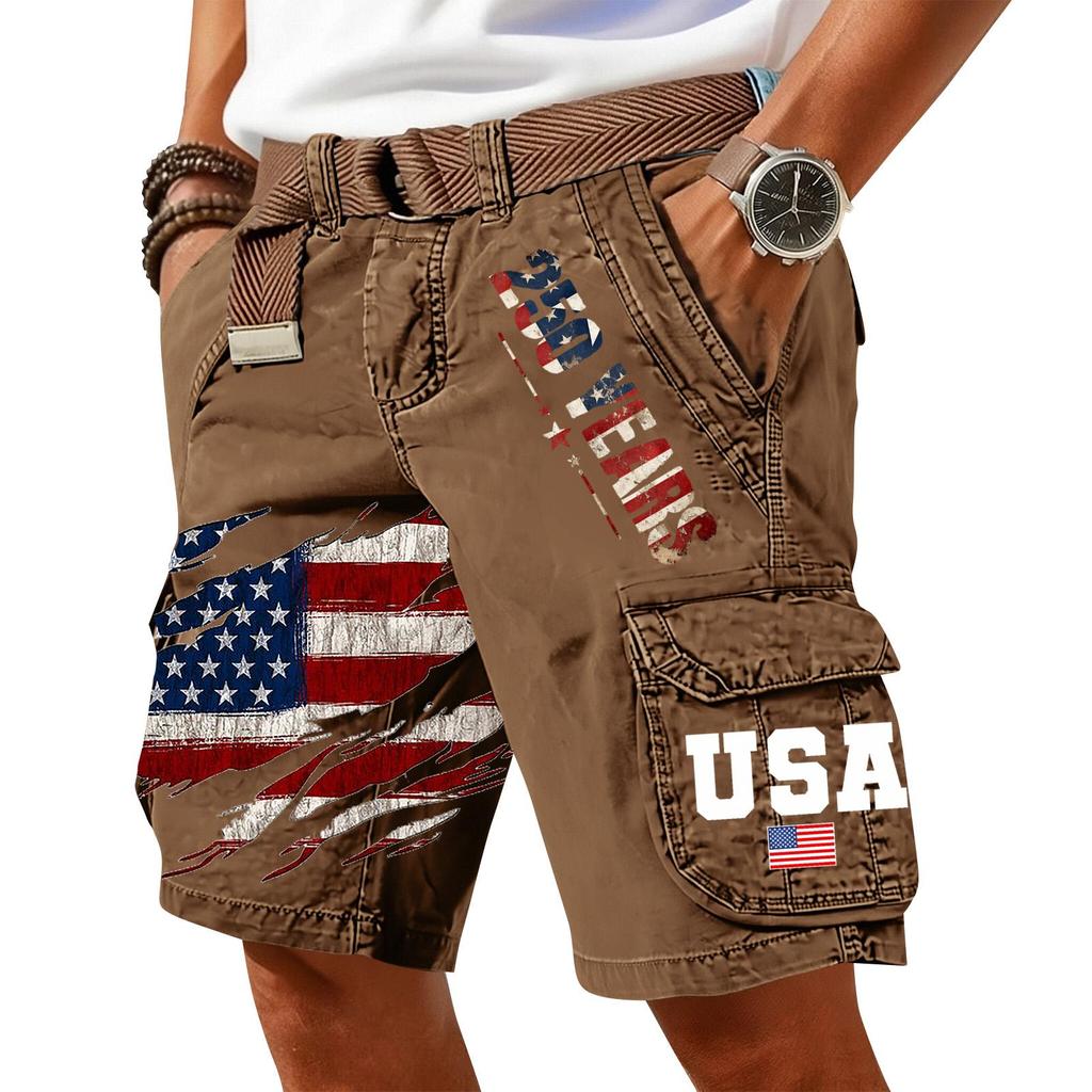 Herren Sommer Bedruckte Lässige Cargoshorts mit Mehreren Taschen