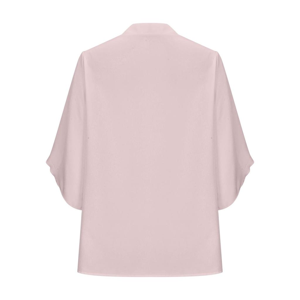 Autumn/Winter 2025 European & American Ruffle Edge Petal Sleeve Loose V-Neck Chiffon Top