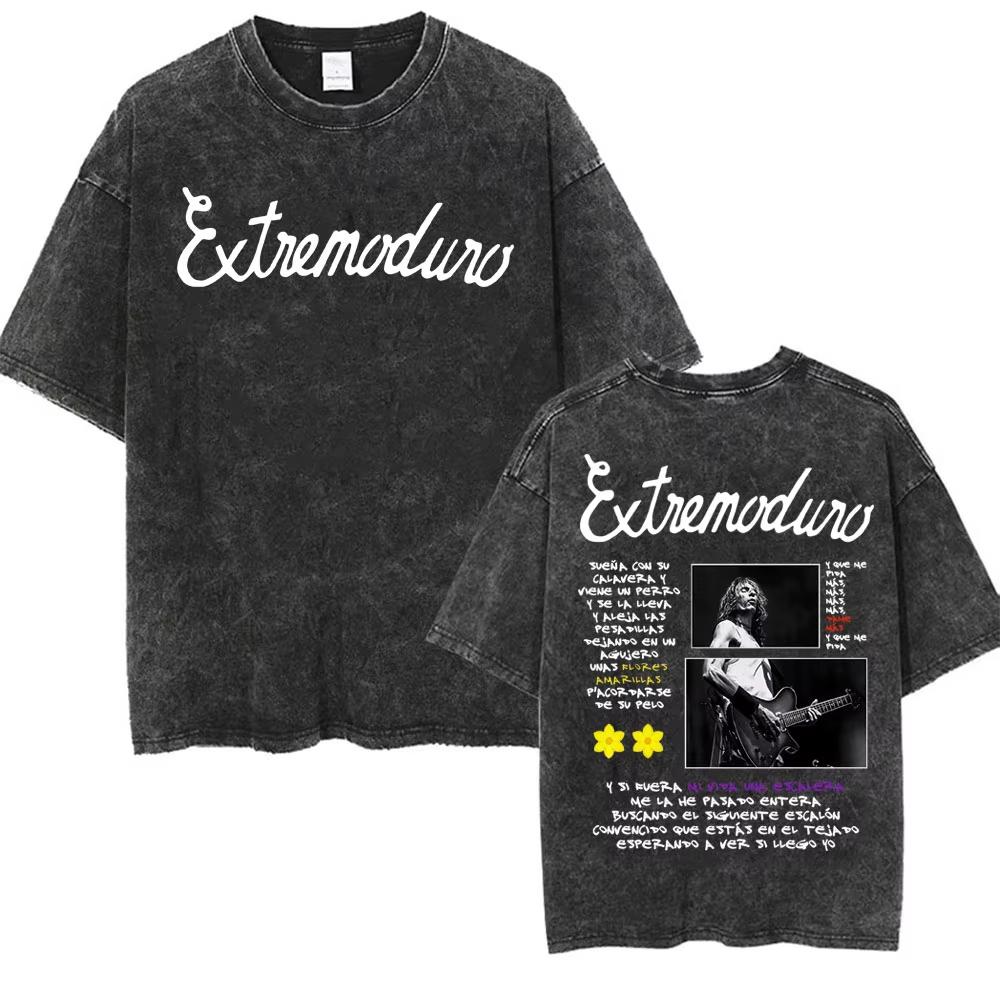 Rock Band EXTREMODURO Yominoria Absolvta Vintage Washed Tshirts Men Women Fashion Harajuku Oversized Cotton T Shirts Streetwear