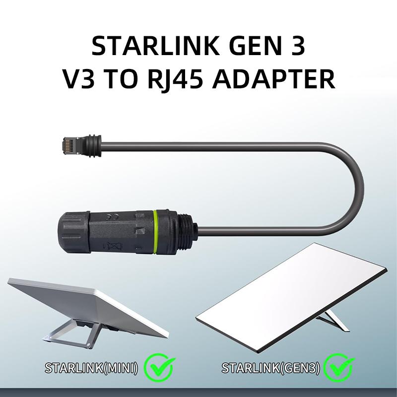 Factory Stock Starlink Gen3 V3 to RJ45 Port Adapter IP68 Waterproof Starlink Cable V3 Extension Cords with Paper Box Packing