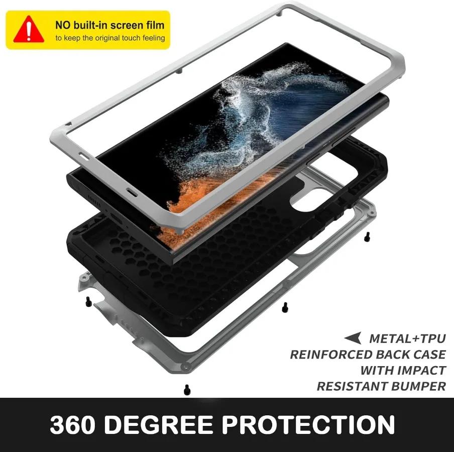 For Samsung S26 S25 Edge S24 S23 S22 S21 Plus S20 Ultra Tank Armor Metal Case Shock Drop Proof Heavy Doom Luxury Cover