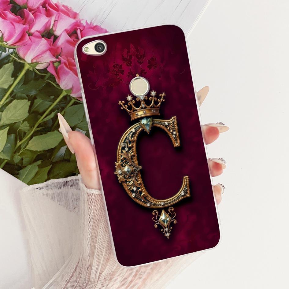 For Huawei P8 P9 Lite 2017 Case PRA-TL10 Luxury Initial Letter Soft Silicone Cover For Honor 8 Lite PRA-LX1 Nova Lite 2017 Shell