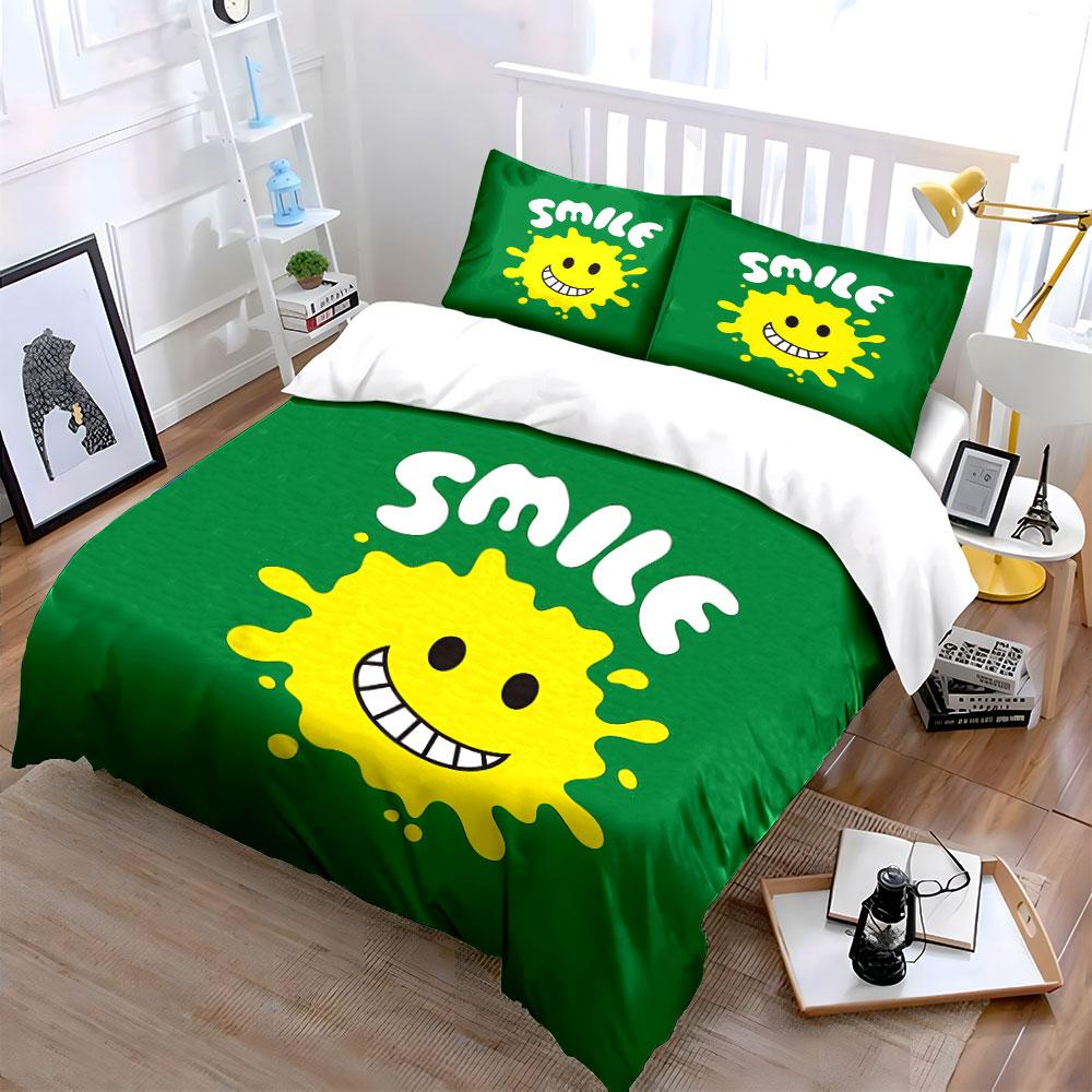Set Copripiumino con Design a Schizzi Faccina Sorridente Copripiumino Federe (1*Copripiumino 2*Federe, senza piumino)
