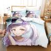 New Murasaki Shion Bedding Set Single Twin Full Queen King Size Bed Set Adult Kid Bedroom Duvet Cover Sets Anime Kawaii Girl Bed