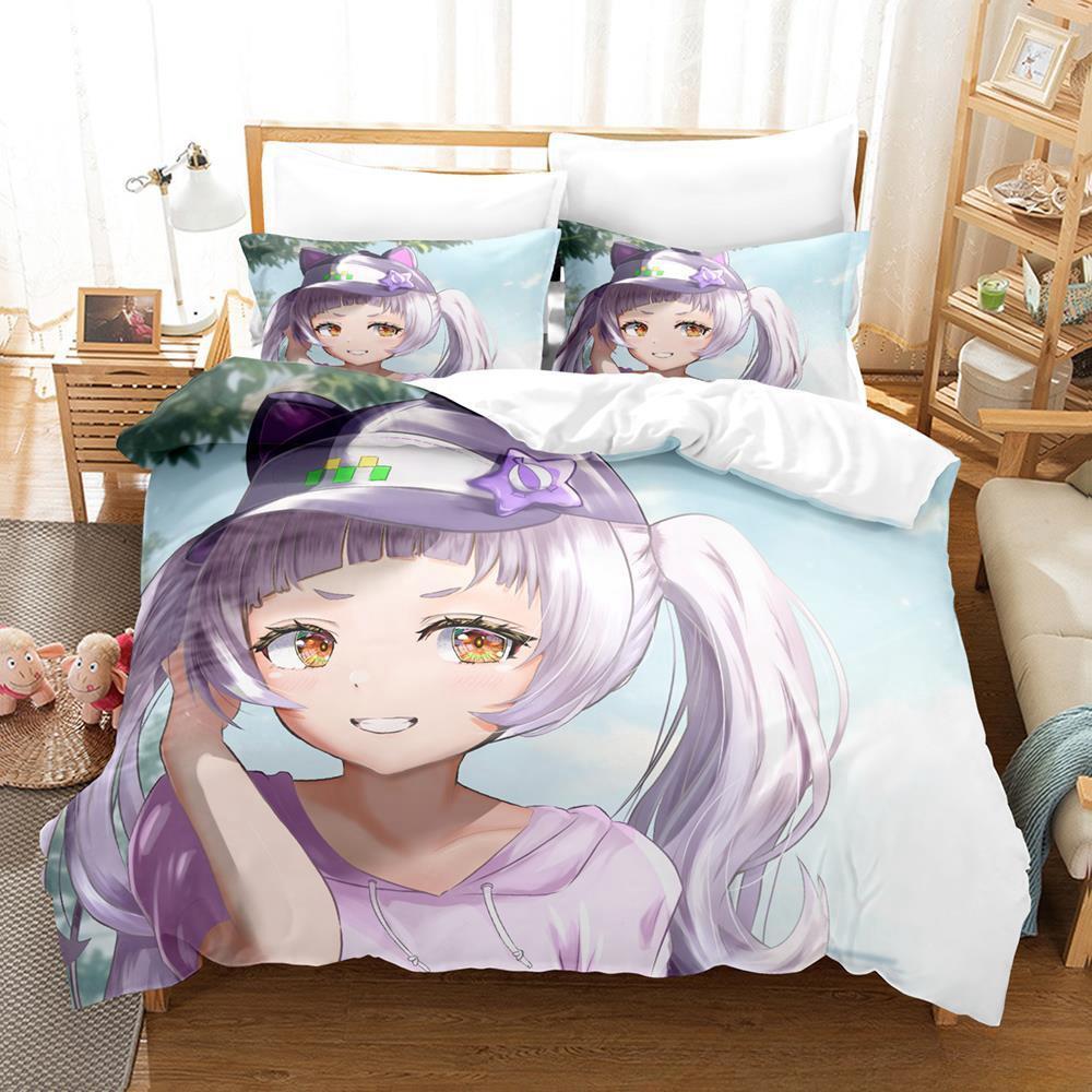 New Murasaki Shion Bedding Set Single Twin Full Queen King Size Bed Set Adult Kid Bedroom Duvet Cover Sets Anime Kawaii Girl Bed