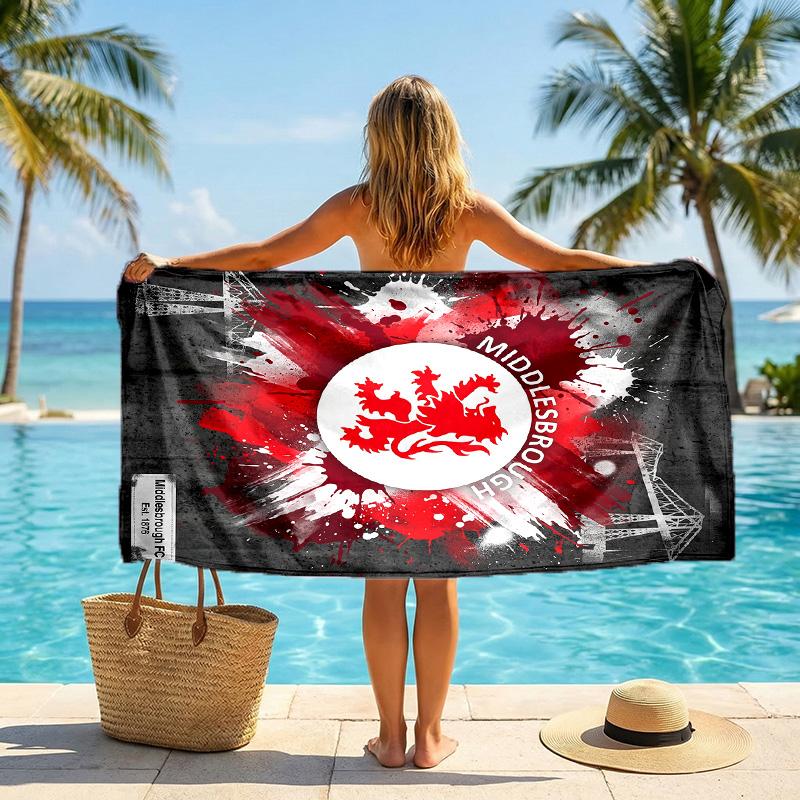 Stampa Middlesbrough FC Asciugamano da Spiaggia Quick Dry Microfibra Assorbente Portatile da Viaggio Asciugamano per Nuoto