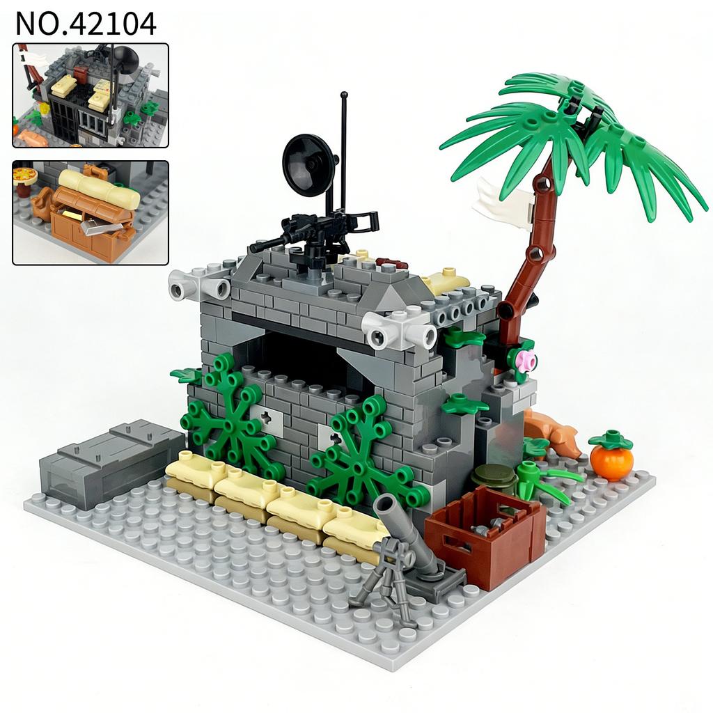 Sama Military Bunker 42104 Construction Children Assemble Small Particle Building Block Toy Baseplate Accessories