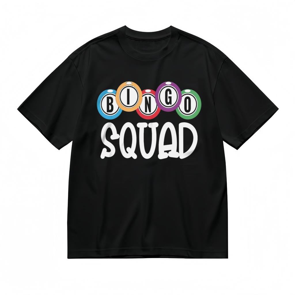 Damen Bequem Weich Gemütlich Klassisches T-Shirt Herren Damen T-Shirts Oberteil Bingo Squad Aufdruck Baumwolle T-Shirt