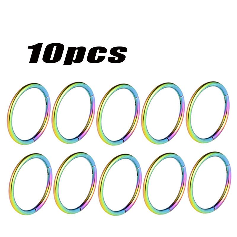 10Pcs Titanium Nose Rings Septum Piercing Clicker Nose Hoops Piercings Hinged Segment Rings Helix Piercing Unisex Body Jewelry
