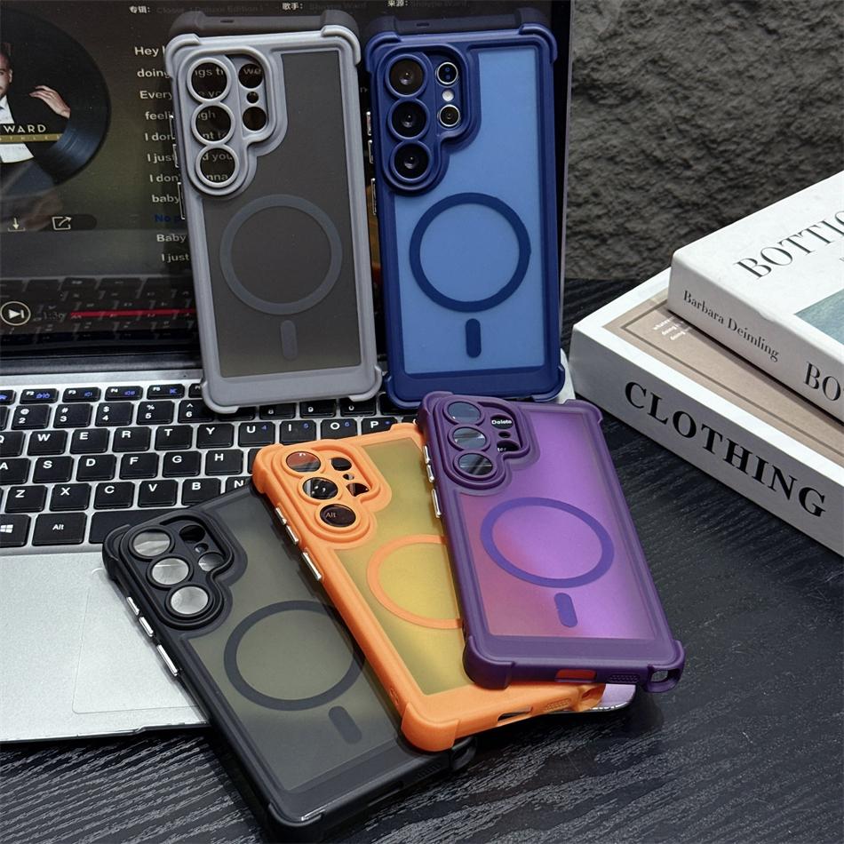 Custodia Magnetica Armatura Traslucida Per Samsung Galaxy S26 S2 Ultra S24 Plus Angoli Rinforzati Antiurto Copertura Opaca Per