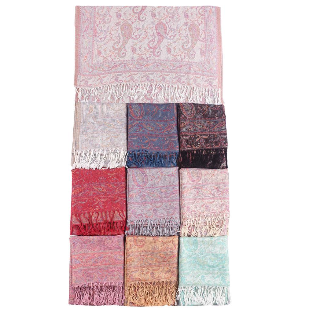 Ethnic Style Knit Scarf With Tassels For Women Warm Sunshade Dustproof Allseason
