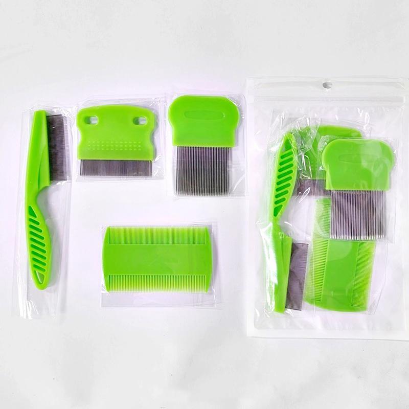 

4 Pack Flea Lice Comb, Stainless Steel Dog Cat Grooming Combs with Rounded Teeth, Double Sided Professional Pet Tear Stain Remov