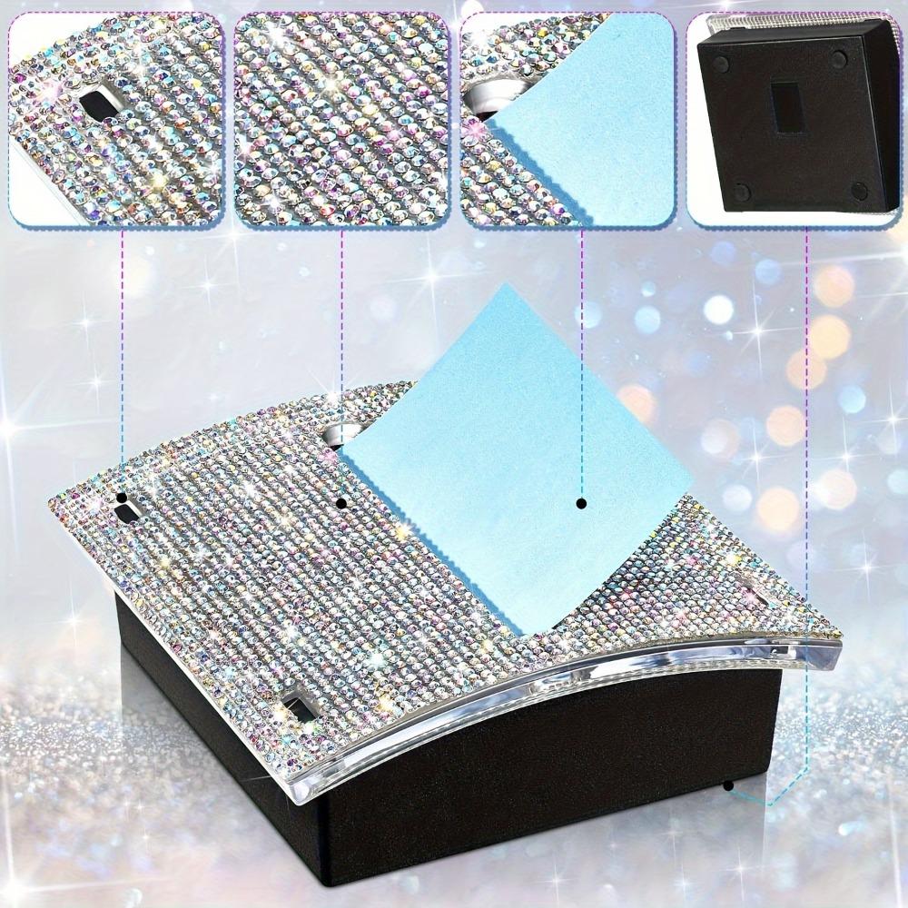 1pc Glittery Clear Desk Sticky Notes Organizer, Stationery and Handwritten Accounts Storage Container, Desktop Tidy Up Box, Office Essentials