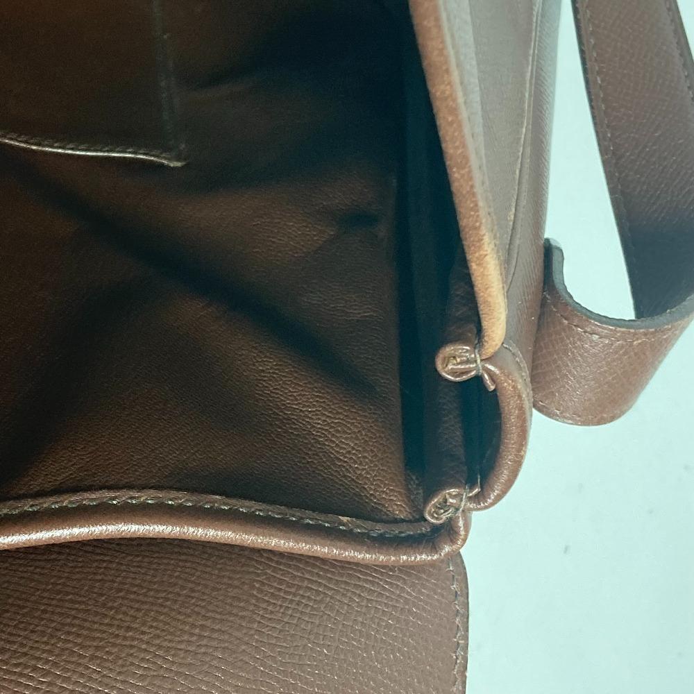 HERMES Christie Rhone bag flap Shoulder Bag Leather Brown/SilverHardware