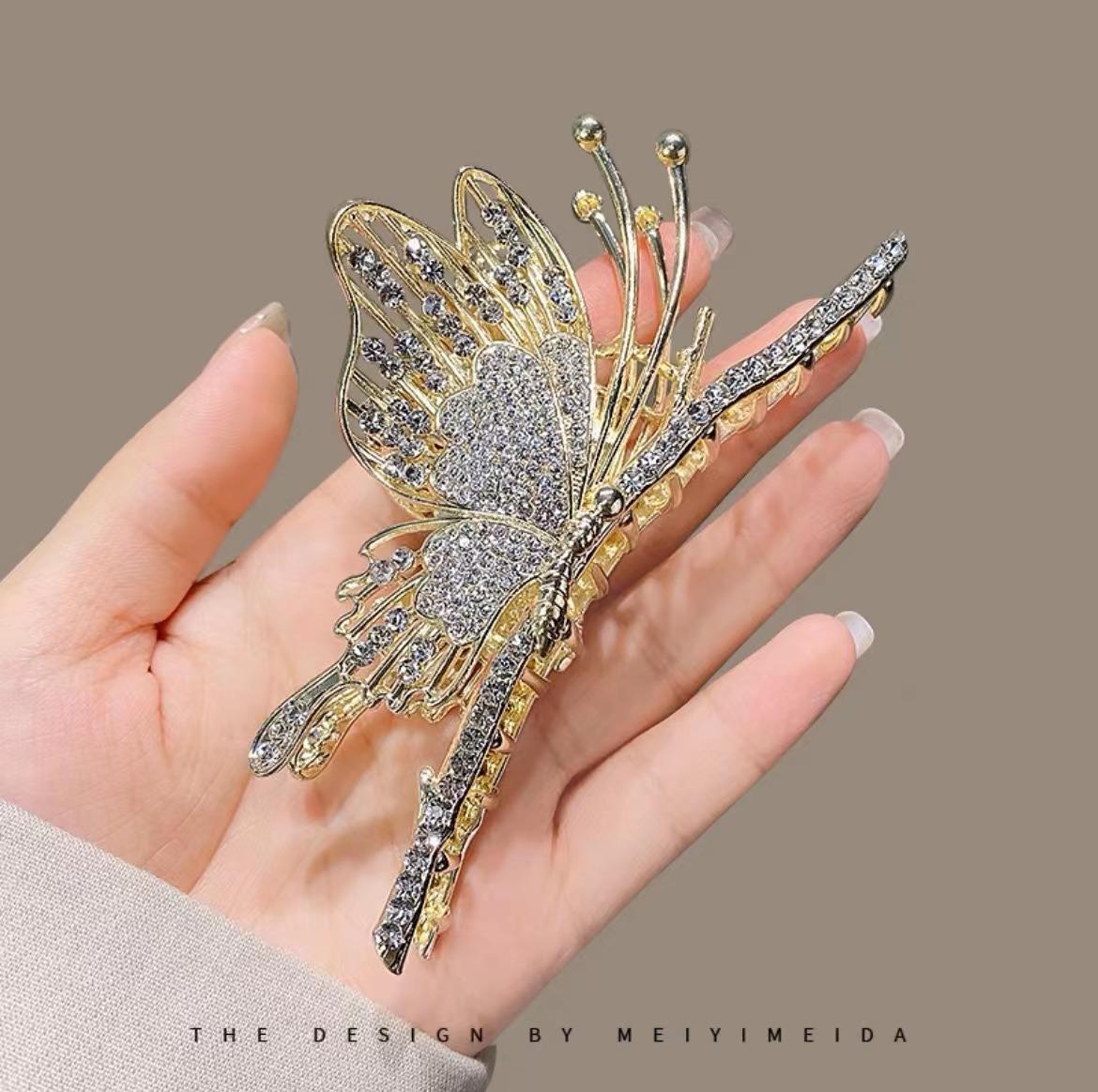 

Корейский коготь для волос в виде бабочки для женщин, модные заколки с геометрическим рисунком, элегантные большие металлические заколки для волос, зажим в форме краба и акулы, аксессуары для волос