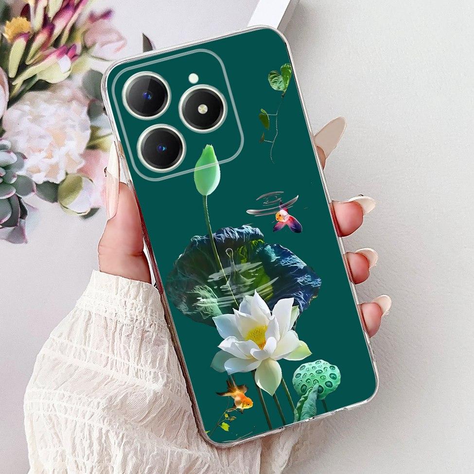4G Clear For Realme Note 60 Case RMX3933 Luxury Butterfly Love Flowers Cool Lion Painted Phone Case For Realme Note 60X RMX3938