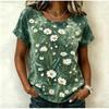 Mori Colorful Small Floral Round Neck Short-sleeved Women's Idyllic Loose Casual Summer Top