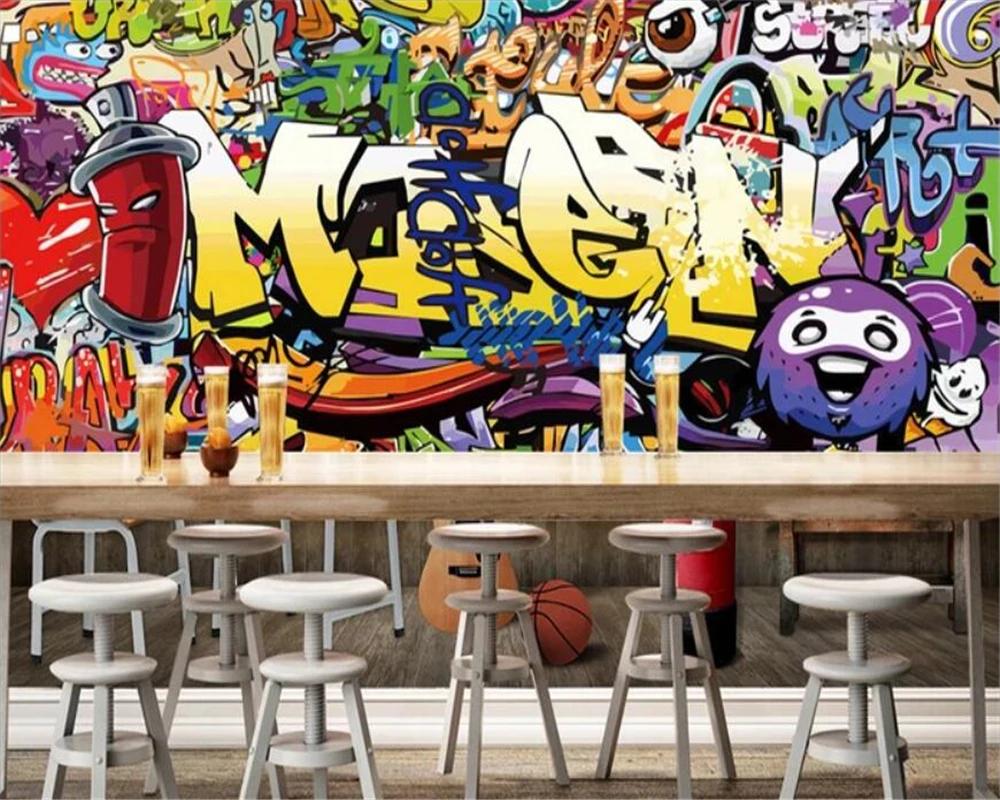 Photo Mural Retro Cartoon Graffiti 3d Wallpaper Dining Bar Background Room Decor Home Wallpaper For Walls