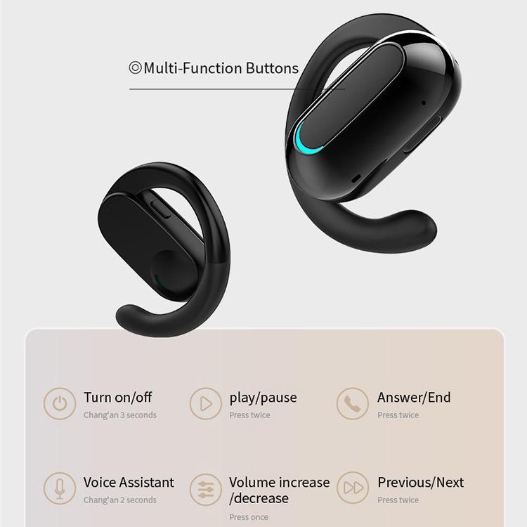 MF9 Single Ear Hook Bluetooth Earphone - Adjustable Sport & Business Design, Not In-ear.