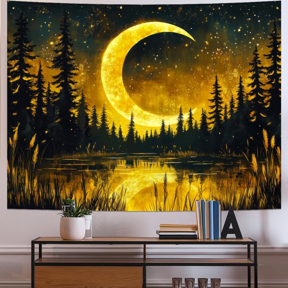 Galaxy Moon Tapestry Fantasy Forest Tapestries Tree of Life Wall Decor Psychedelic Starry Sky Tapestry Wall Hanging for Bedroom