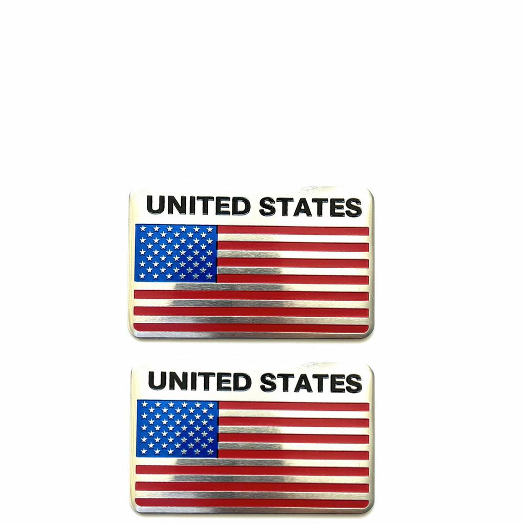 2pcs American Flag USA Metal Car Logo Suitable for Body Trunk Tail Side Sticker Decorative Decal Accessories