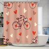 Love Bikes Shower Curtain Pink Home Decor Waterproof Bath Rug For Couples Gift