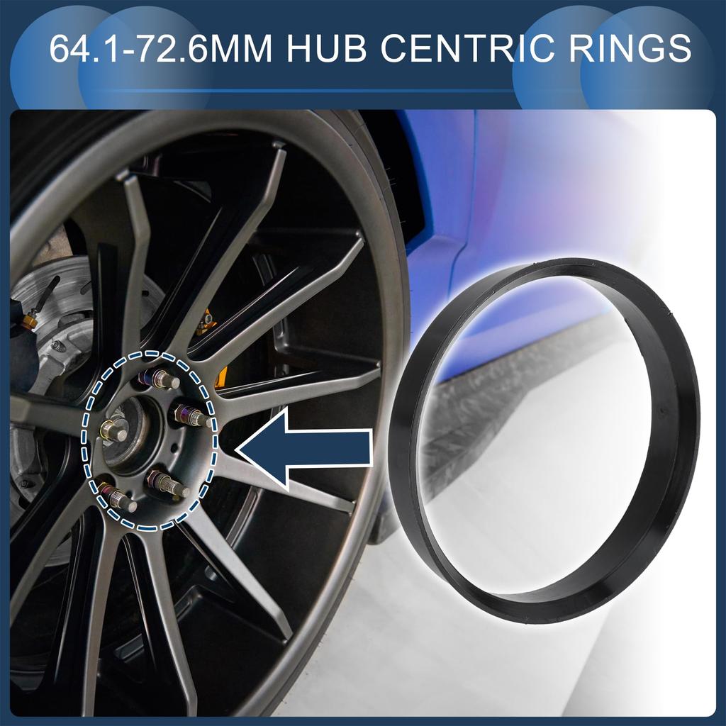 INFINAUTO Hub Centric Ring 64.1mm ID 72.6mm OD Car Wheel Hub Ring ABS Plastic Black 4pcs