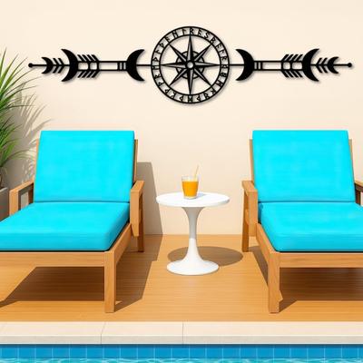 Vegvisir Kompass Metall Wandkunst Nordische Wikinger Rune Dekor Wegweiser Geschenk für Ihn Abenteuer Heim Büro Dekoration